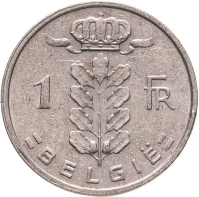 купить Бельгия 1 франк (franc) 1950-1988 надпись на голландском - 'BELGIE', случайная дата