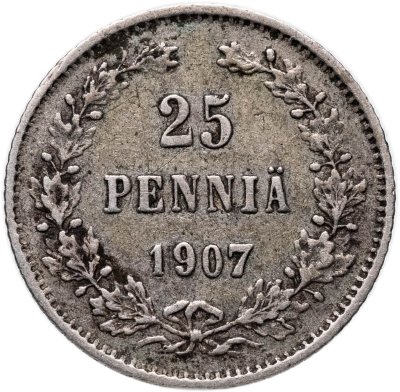 купить 25 пенни 1907 L, монета для Финляндии