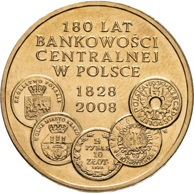 купить Польша 2 злотых 2009 "180 лет центральному банку Польши"