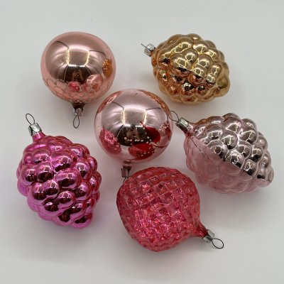 купить Набор ёлочных игрушек различных форм и расцветок (6 шт.), стекло, краска, металл, СССР, 1970-1990 гг.