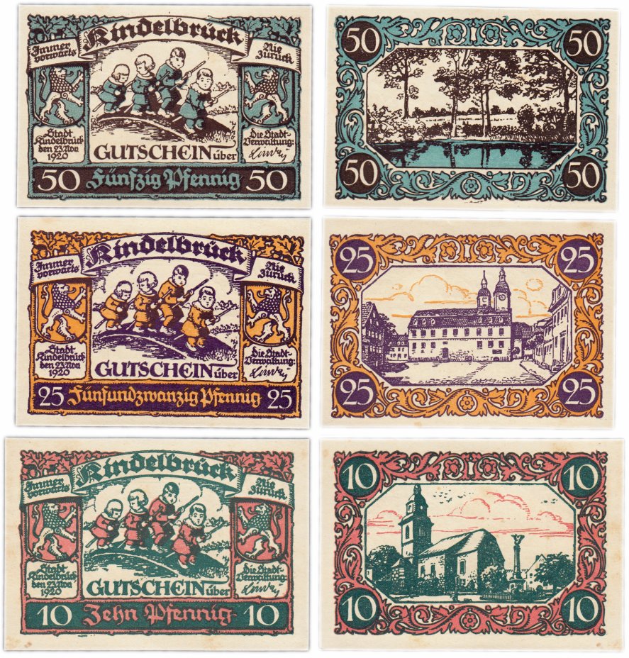 купить Германия (Тюрингия: Киндельбрюк)  набор из 3-х нотгельдов 1920