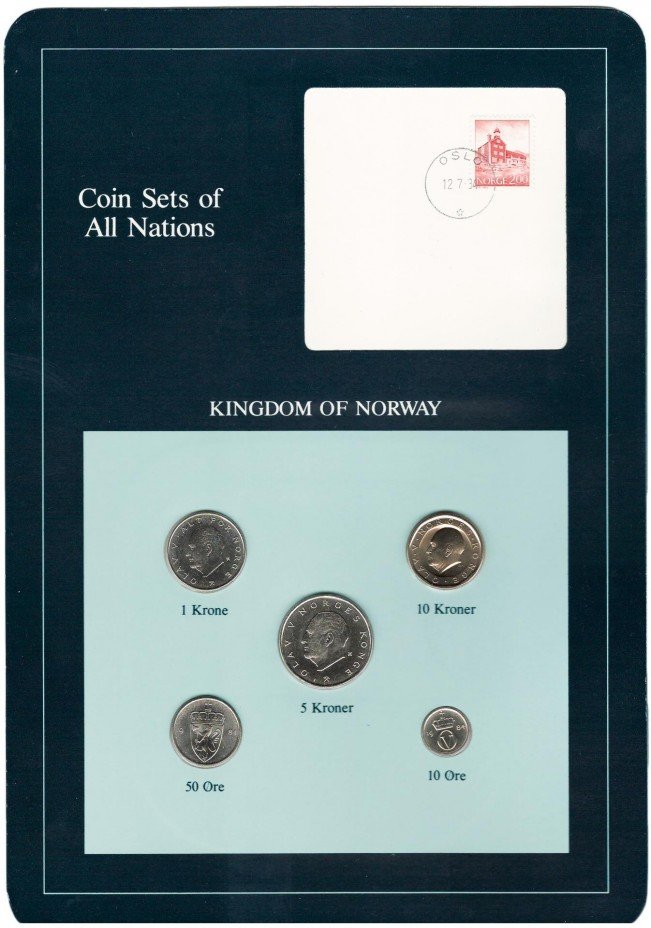 купить Серия "Наборы монет всех стран мира" - Норвегия (набор из 5 монет и 1 марки в буклете)