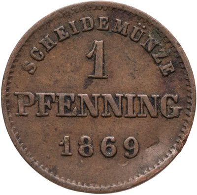 купить Германия, Бавария 1 пфенниг 1869