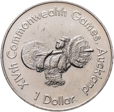 купить Новая Зеландия 1 доллар (dollar) 1989 "XIV Игры Содружества 1990 - Штангист"