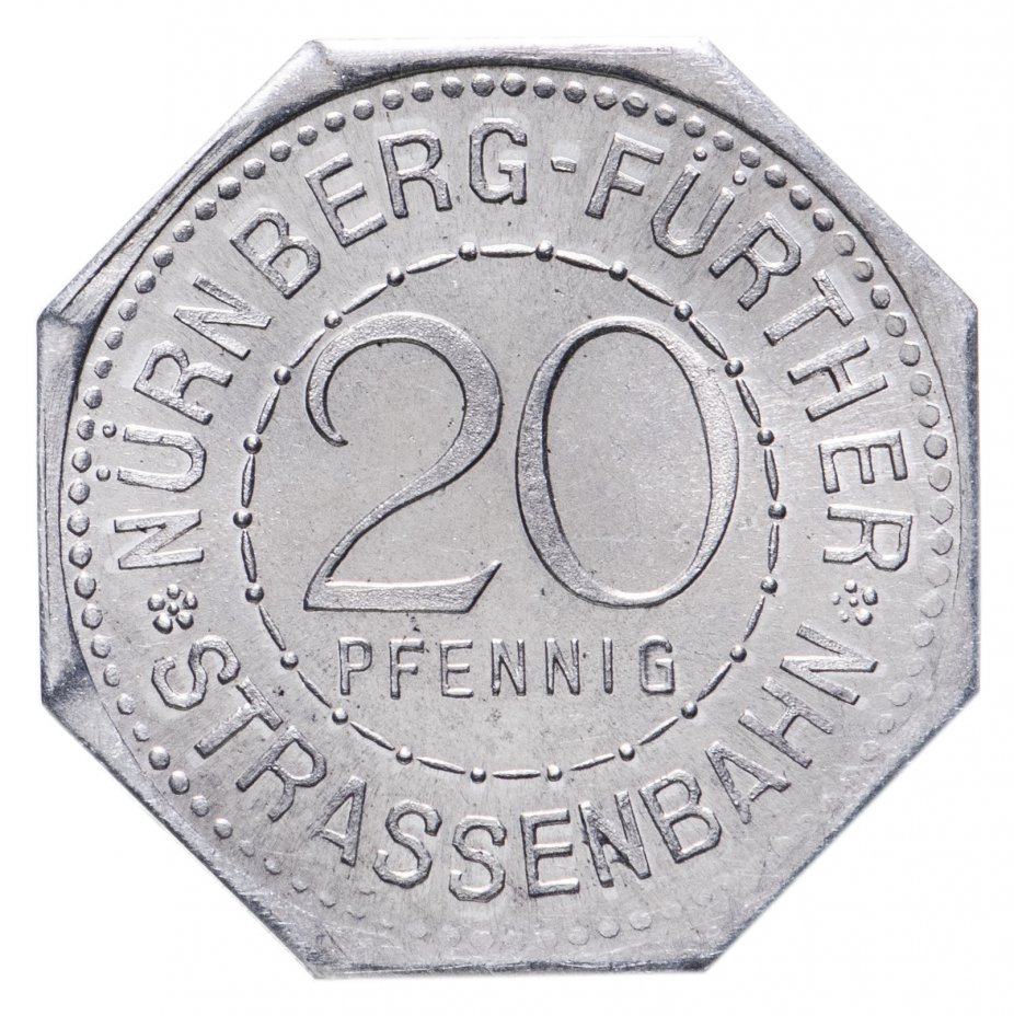 купить Германия, Нюрнберг 20 пфеннигов 1921 "Фонтан Нептуна" (трамвайный жетон)