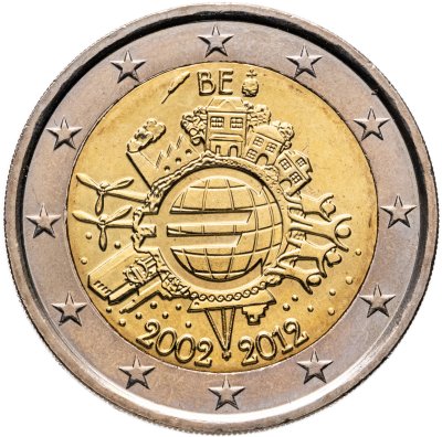 купить Бельгия 2 евро (euro) 2012 "10 лет наличному обращению евро"