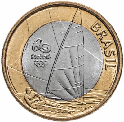 купить Бразилия 1 реал 2015 "XXXI летние Олимпийские Игры, Рио 2016 - Парусный спорт"
