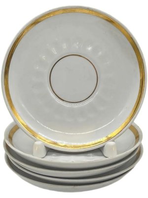 купить Набор из 5 блюдец с золотой каймой, фарфор, золочение, Рижский фарфорово-фаянсовый завод, СССР, 1970-1980 гг.