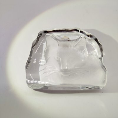 купить Пресс-папье с изображением кота, Cristal d'Arques, хрусталь, инталия, Франция, 1980-1990 гг.