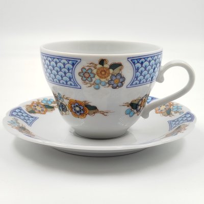 купить Пара чайная, украшенная цветочным декором, фарфор, деколь, Kahla, ГДР, 1968-1987 гг.