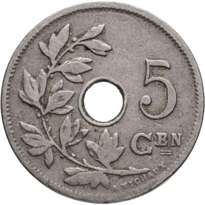 купить Бельгия 5 сантимов (centimes) 1902 Надпись на голландском - 'BELGIË'