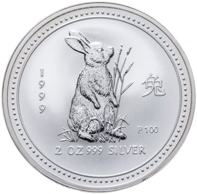 купить Австралия 2 доллара (dollars) 1999 UNC "Китайский гороскоп - Год кролика - лунный календарь"