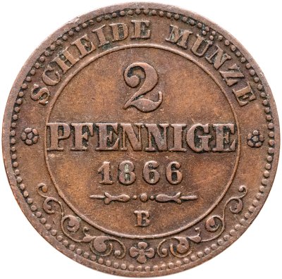 купить Германия, Саксония 2 пфеннига 1866