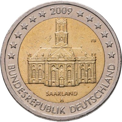 купить Германия 2 евро (euro) 2009 А "Федеральные земли Германии - Церковь Людвига в Саарбрюккен, Саар"