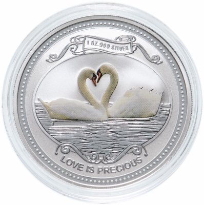 купить Острова Кука 2 доллара 2008 "Два лебедя - любовь"