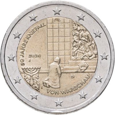 купить Германия 2 евро 2020 "50-летие коленопреклонения в Варшаве"