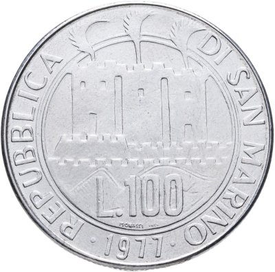 купить Сан-Марино 100 лир (lire) 1977 Экология - стилизованная рыба на реверсе