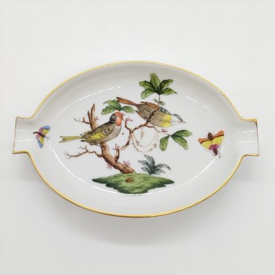купить Пепельница овальной формы, декор "Rothschild Birds" ("Птицы Ротшильда"), фарфор, роспись, золочение, Herend (Херенд), Венгрия, 1960-1980 гг.