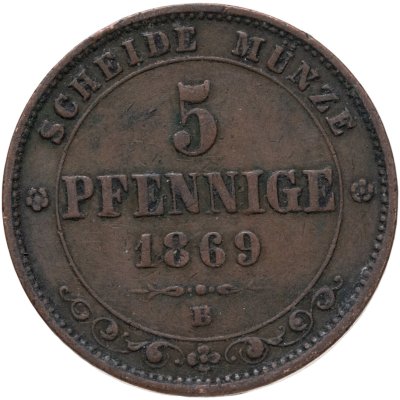купить Саксония 5 пфеннигов 1869