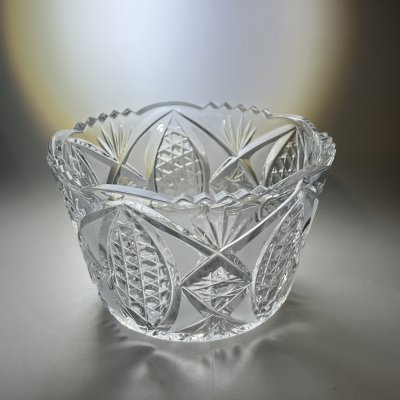 купить Салатник круглой формы с резным геометрически декором, хрусталь, алмазная грань, СССР, 1970-1990 гг.