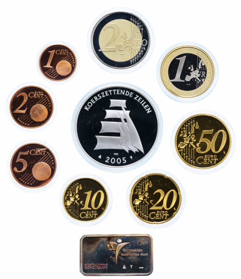 купить Нидерланды набор монет 2005 Proof (8 монет + жетон)