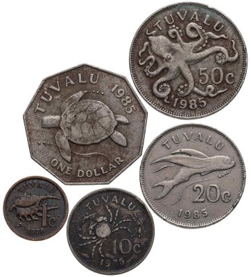 купить Тувалу набор монет 1976-1985 (5 штук)