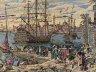 Купить Гобелен "В порту", ткань, машинная вышивка, в деревянной раме, Западная Европа, 1980-1990 гг.