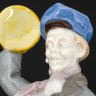 Купить Статуэтка "Уличный музыкант" ("Мужчина, играющий на оркестровых тарелках"), фарфор, роспись, VEB Porzellanfiguren Lippelsdorf (Липпельсдорф), ГДР, 1951-1974 гг.