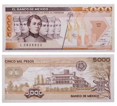 купить Мексика 5000 песо 1985 год