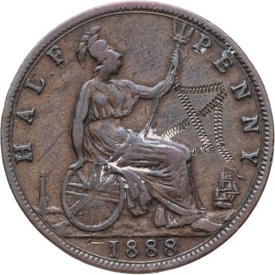 купить Великобритания 1/2 пенни (penny) 1888