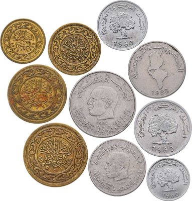 купить Тунис, набор из 9 монет 1960-1988