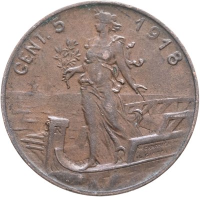 купить Италия 5 чентезимо (centesimi) 1918