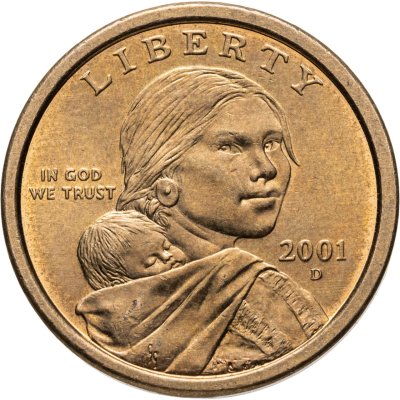 купить США 1 доллар (dollar) 2001 Sacagawea dollar (Сакагавея доллар - парящий орёл) , Знак монетного двора D - Денвер