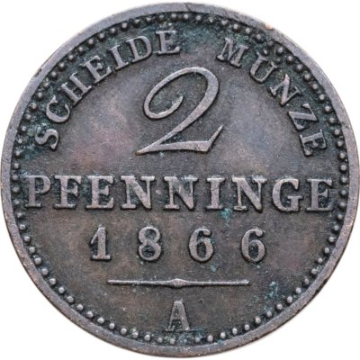 купить Германия, Пруссия 2 пфеннига 1866