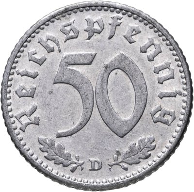 купить Германия, Третий рейх 50 рейхспфеннигов 1935, знак монетного двора "D" — Мюнхен