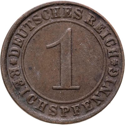 купить Германия 1 рейхспфенниг (reichspfennig) 1925 J знак монетного двора "J" — Гамбург
