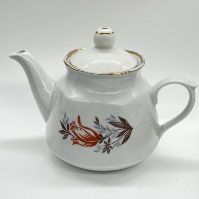 купить Чайник заварочный с цветочным декором (крышка в подборе), фарфор, деколь золочение, Рижский фарфорово-фаянсовый завод, СССР, 1970-1980 гг.