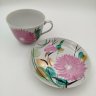 Купить Пара чайная, украшенная изображением астр, фарфор, роспись, золочение, Дулевский фарфоровый завод (Дулёво), СССР, 1968-1991 гг.