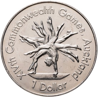 купить Новая Зеландия 1 доллар (dollar) 1989 "XIV Игры Содружества 1990 - Гимнаст"