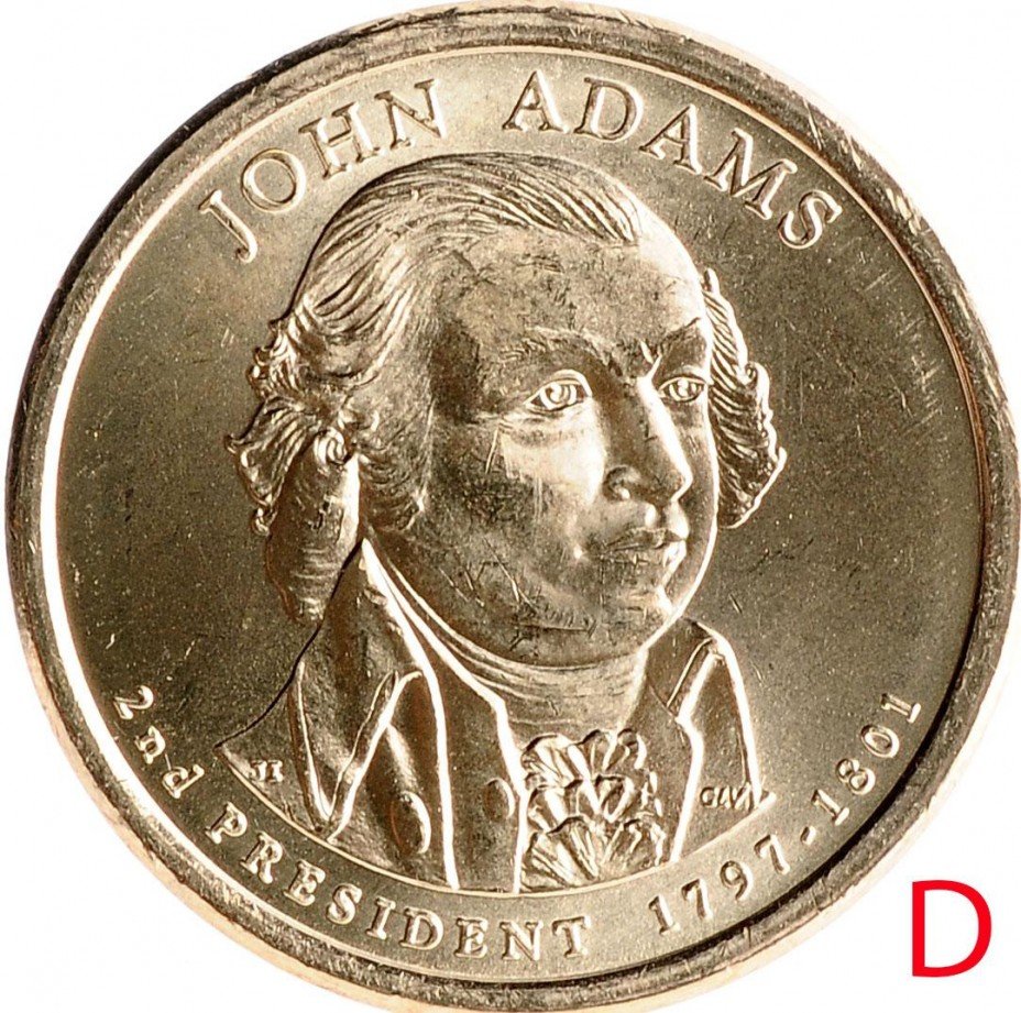 купить 1 доллар 2007 D Джон Адамс (2-й президент США)
