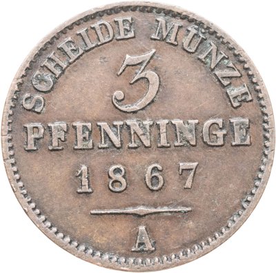 купить Германия, Пруссия 3 пфеннига 1867