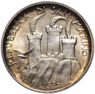 купить Сан-Марино 500 лир 1976 "12 лет введению системы социального обеспечения"
