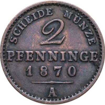 купить Германия, Пруссия 2 пфеннига 1870