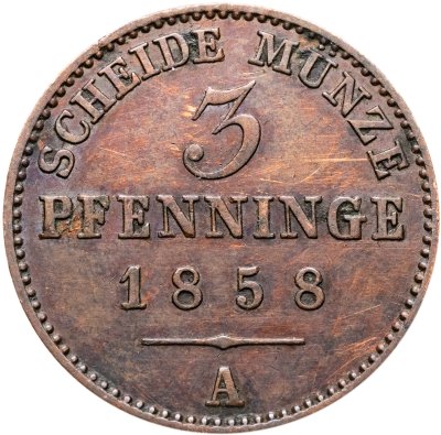 купить Германия, Пруссия 3 пфеннинга 1858 А