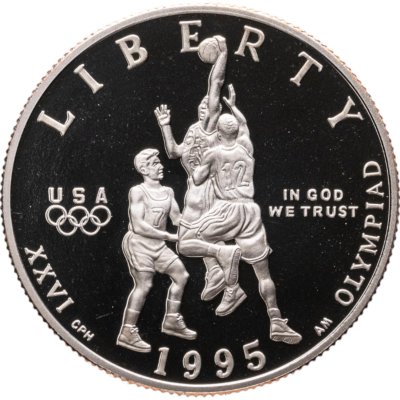 купить США 50 центов (1/2 доллара, half dollar) 1995 S "XXVI летние Олимпийские Игры, Атланта 1996 - Баскетбол"