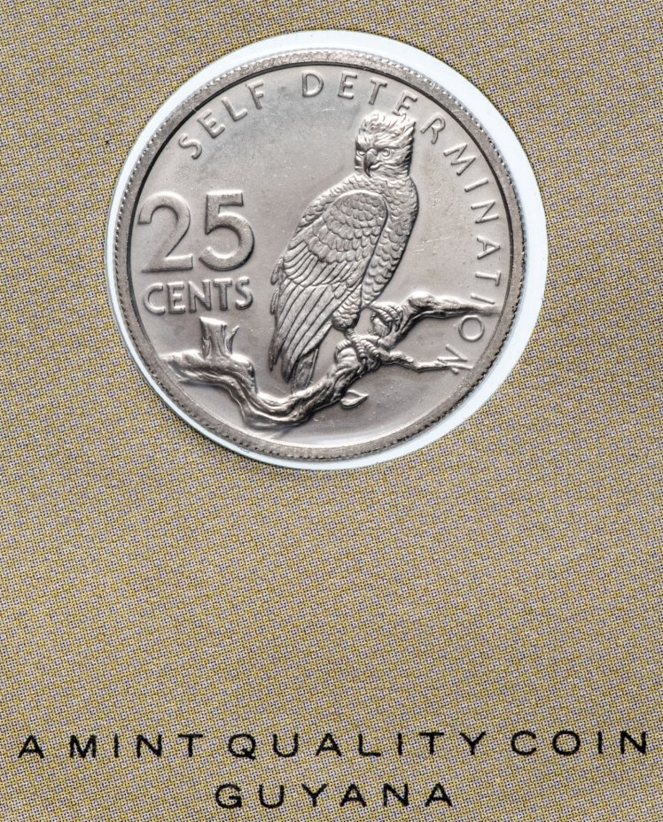 купить Серия "Птицы на монетах мира" - Гайана 25 центов (cents) 1976 (в буклете)