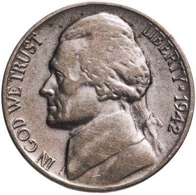 купить США 5 центов (cents) 1942 Jefferson Nickel (Джефферсон) знак монетного двора "P"