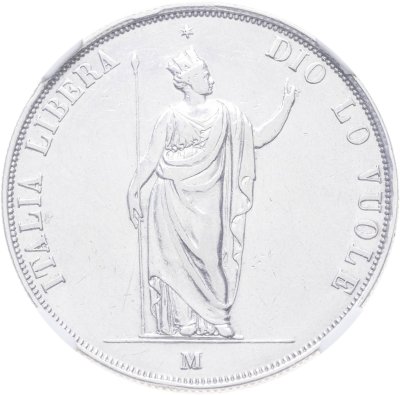 купить Италия, Ломбардия-Венеция 5 лир 1848 М в слабе ННР XF det.