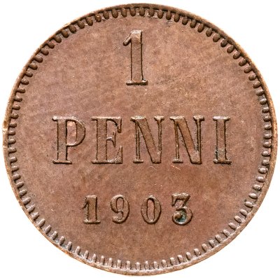 купить 1 пенни (penni) 1903 Российская Финляндия, большая "3" в дате