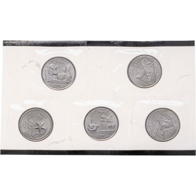 купить США набор из 5 монет 25 центов (1/4 доллара, квотер) 2004 "Штаты" в запайке